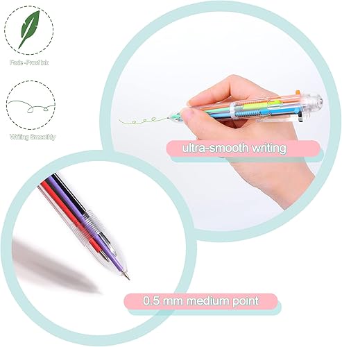 Miniatura 7 de Mluchee Paquete de 36 bolígrafos multicolor en uno, bolígrafos divertidos a granel para niños de 8 a 12 años, bolígrafos retráctiles de arcoíris,