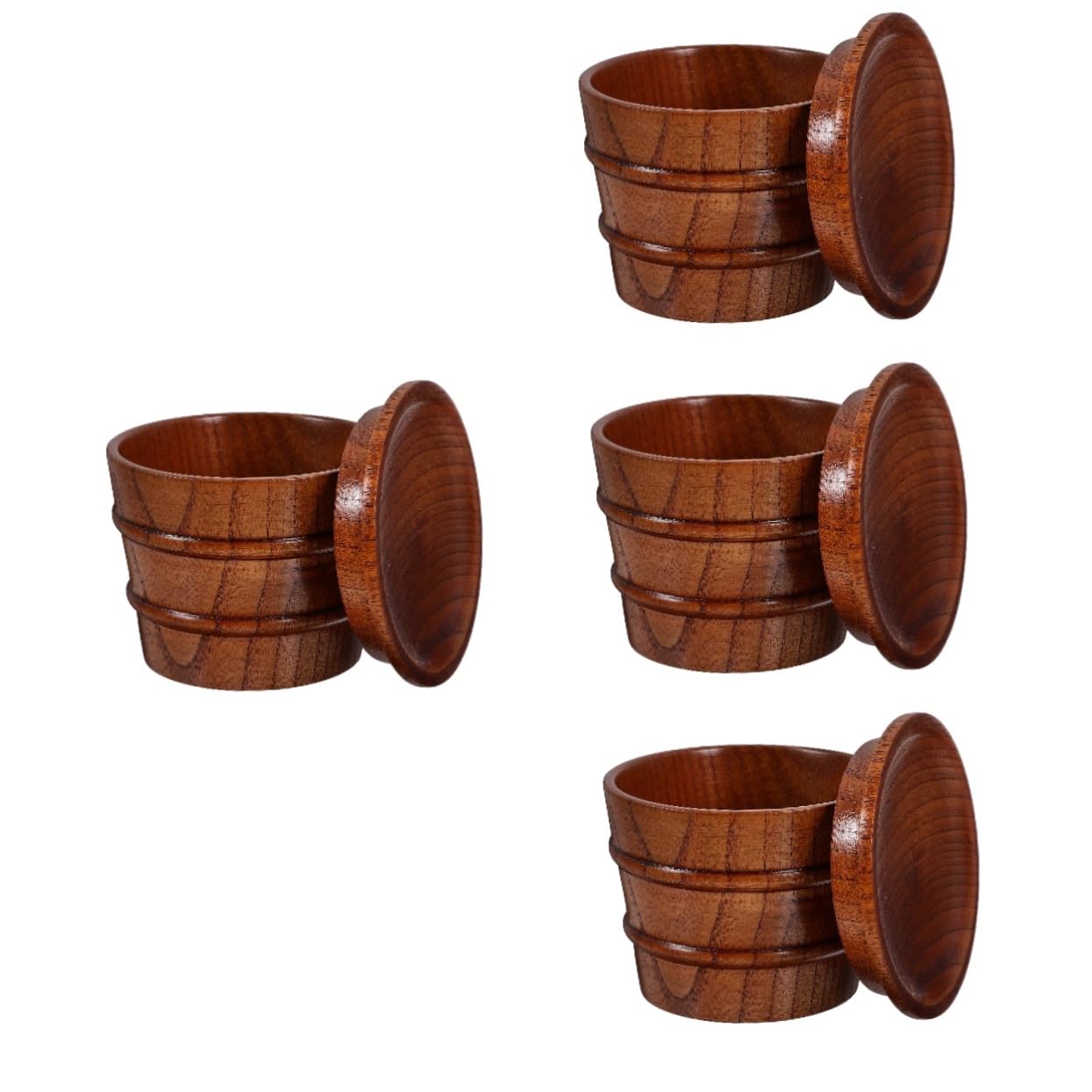 Taza de madera para café agua y té Gatuida juego de 4 piezas con tapa