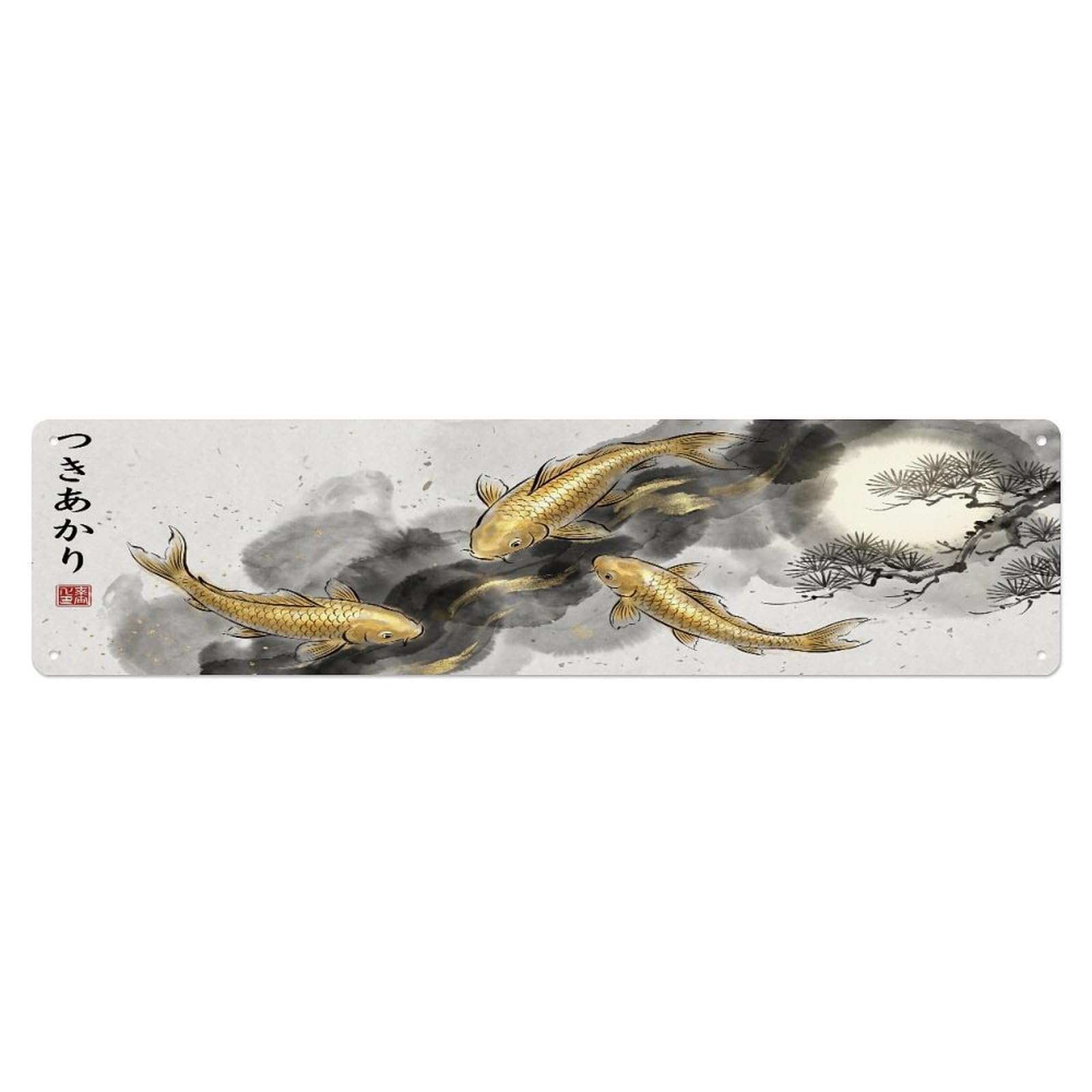 Xanthor Style Metal Tin Sign Vintage Koi Fish Japanese Garden