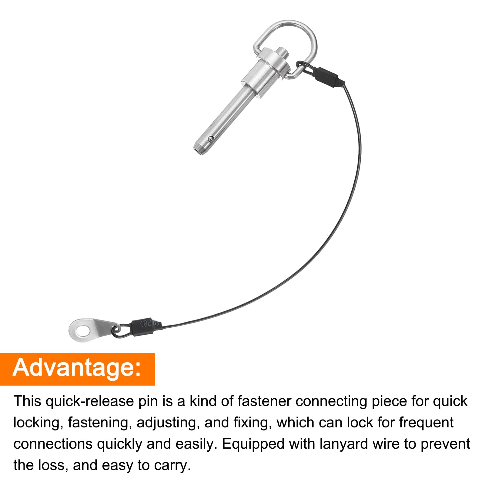 QUARKZMAN Perni di Bloccaggio a Sfera con Maniglia Pulsante, Diametro Perno 6mm, Lunghezza Utilizzo 25mm Perno a Rilascio Rapido con Cavo Sicurezza, Acciaio Inossidabile 310