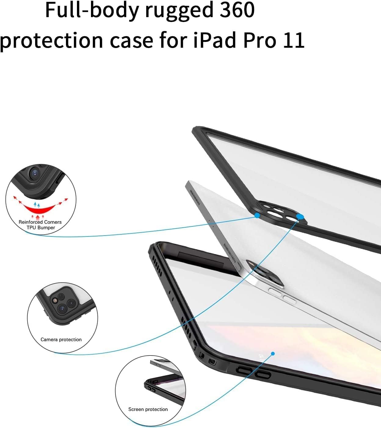 for New iPad Pro 12.9 2020 Waterproof Case,with Built-in Screen Protector Dustproof Submersible Full-Body Cover for 2020 iPad Pro 12.9 Inch 4th Generation - Image 3