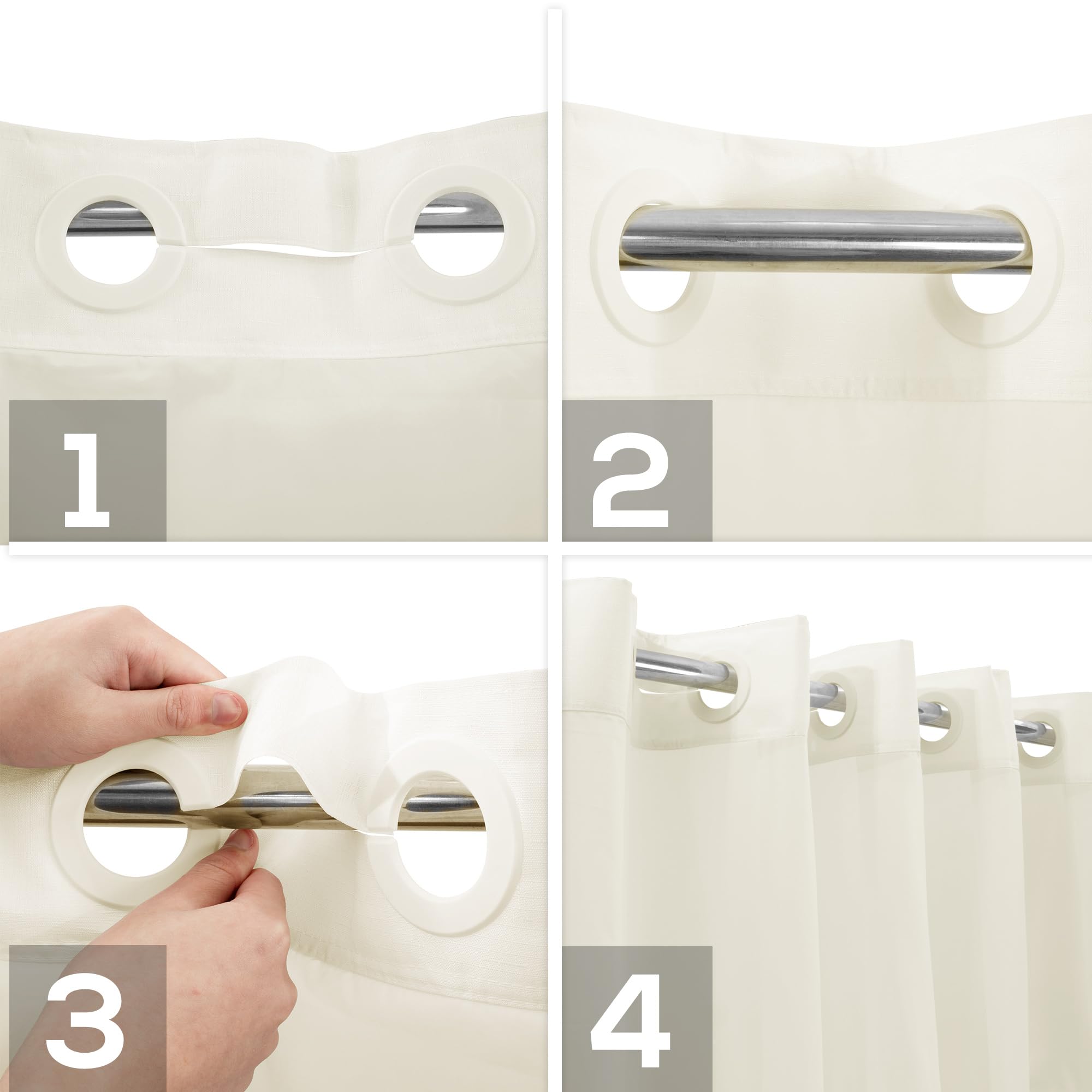 River Dream No Hook Slub Textured Shower Curtain with Snap-in PEVA Liner Set, 71" x 74"(72") - Image 4