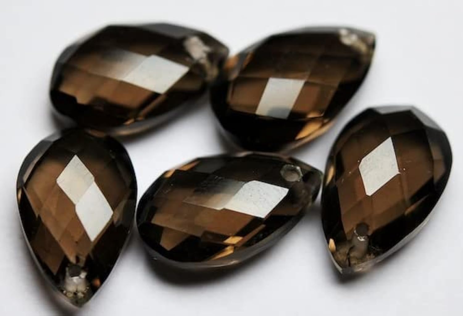 Quartz fumé naturel en briolette 10x16mm pour création haute joaillerie