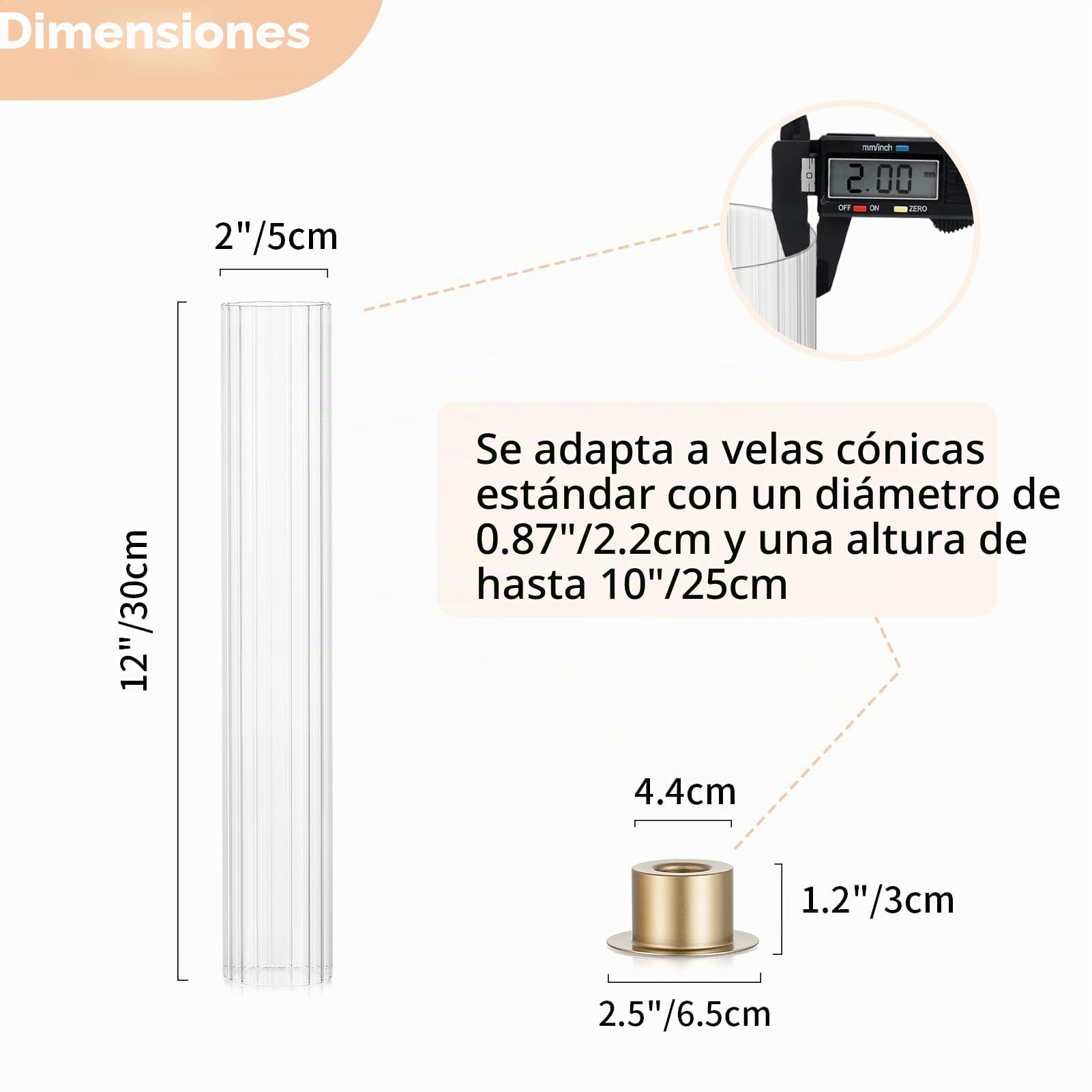 NUPTIO Cilindro de Vidrio Velas Portavela de Palo Dorado 10 Piezas Sin Fondo Decoración de Mesa de Bodas