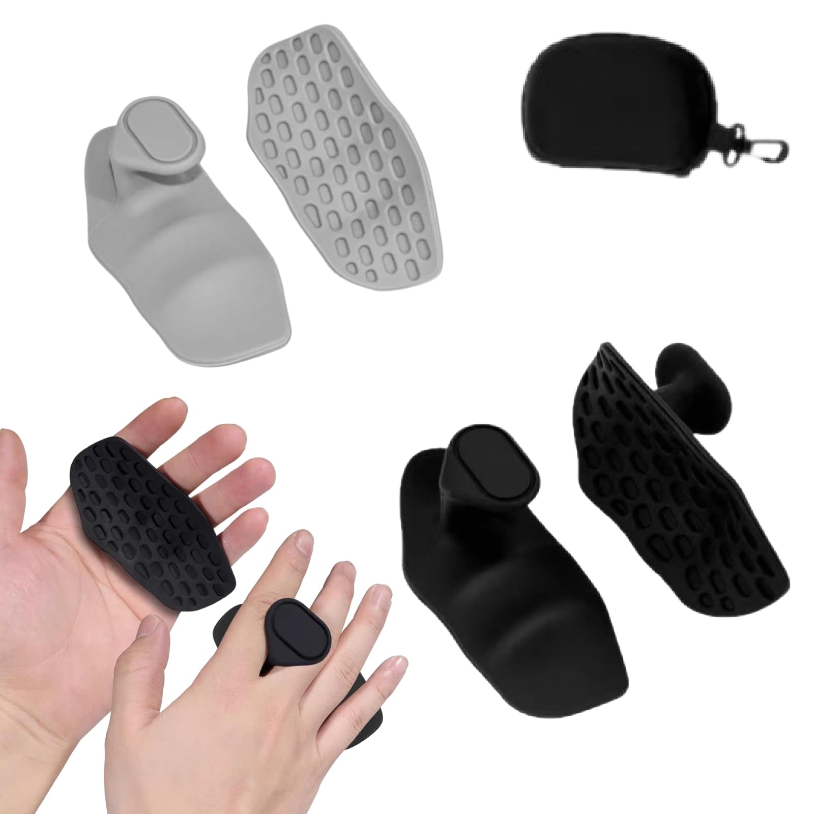 WNTJN 2 Pairs Anti-Slip Gym Hand Grips, Anti-Slip Workout Rubber Weight Grips, Lifting Rubber Workout Gloves for Men and Women for Weight Lifting Palm Protection, Strength Training（Black Grey）