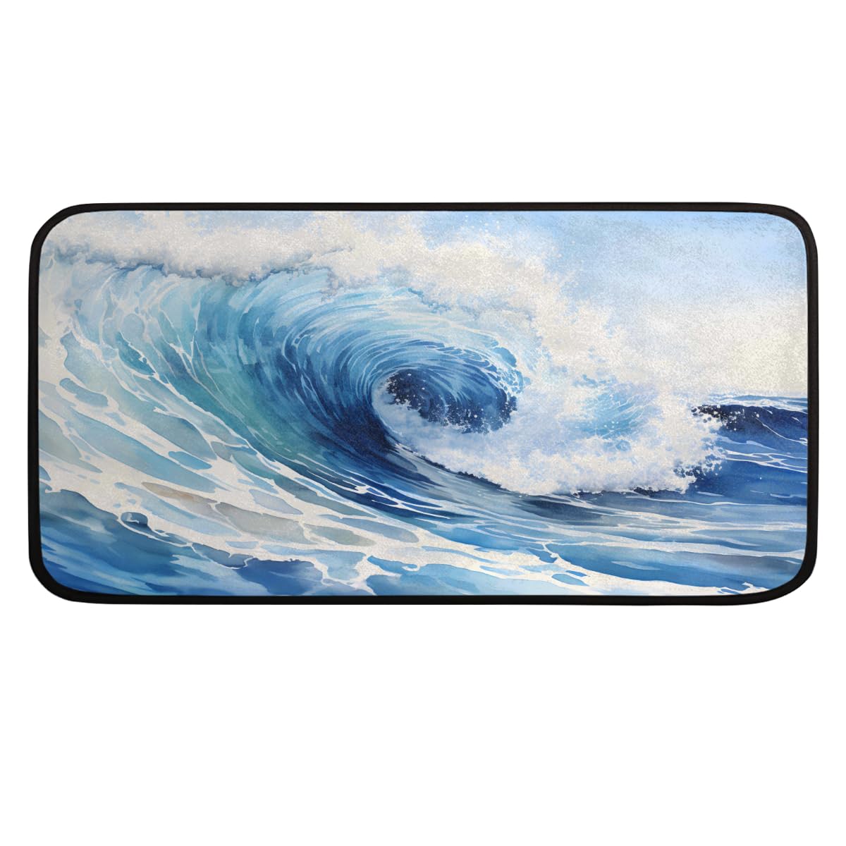 Tapis antidérapant cuisine motif vague océan doux absorbant anti-fatigue lavable