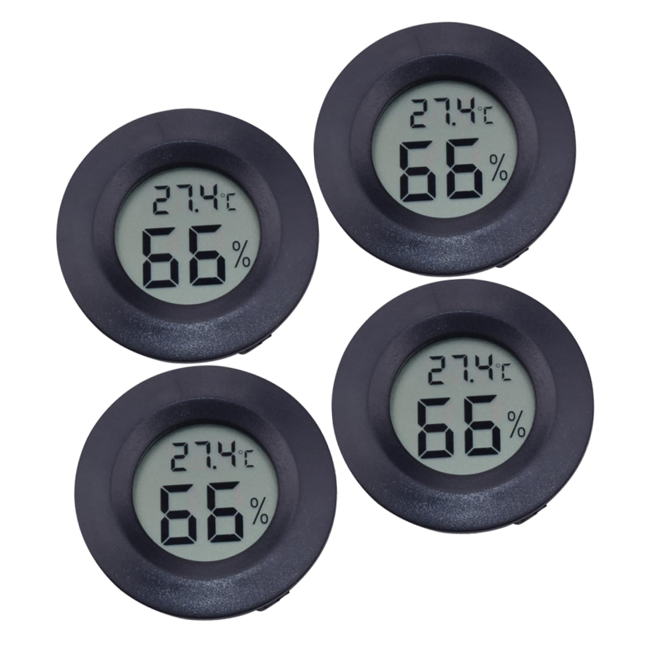 12pcs Round Digital Hygrometer for Reptile Pet Boxes Compact Humidity Acrylic Design Accurate Temperature and Humidity Readings Black