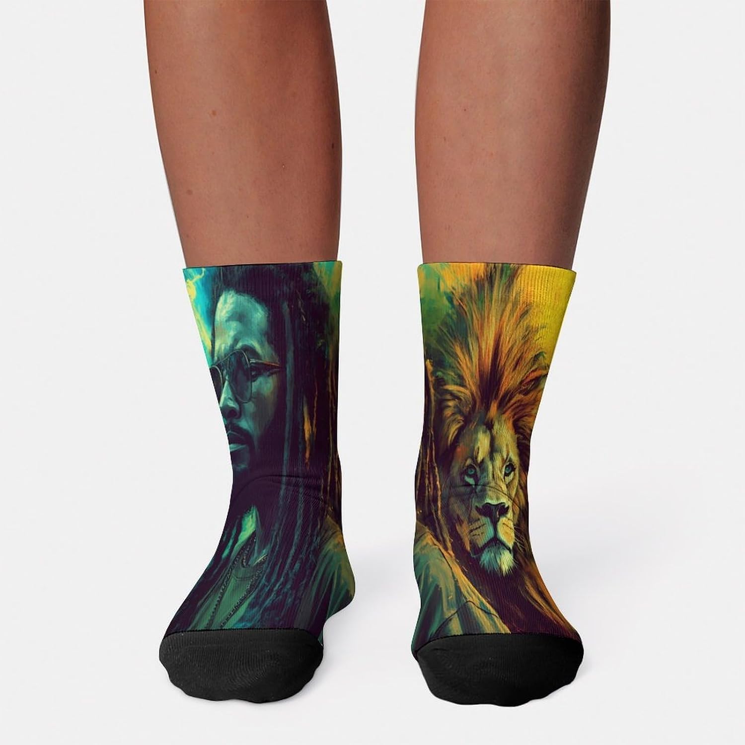 Rasta Lion Jamaican Knee High Socks Athletic Long Stockings Sport Casual Crew Tube Sock Boot