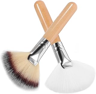 VICASKY 2Pcs Fan Makeup Brush with Long and H...