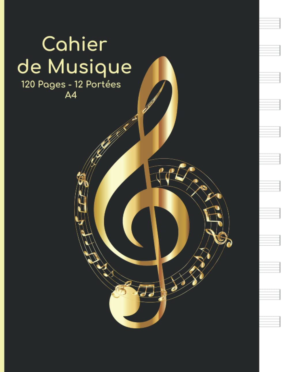 Cahier de musique: Carnet de partitions | Papier manuscrit | Idéal pour les débutants et professionnels | 12 portées par page | 120 pages | Grand format A4