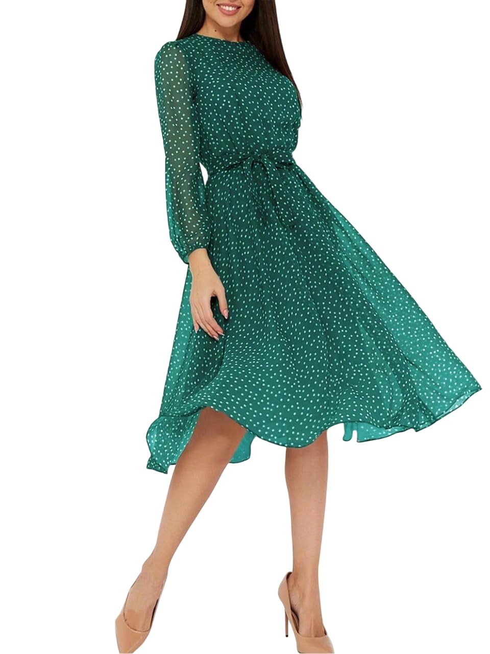 Litzo Western Dresses For Women (L-11-M) Green