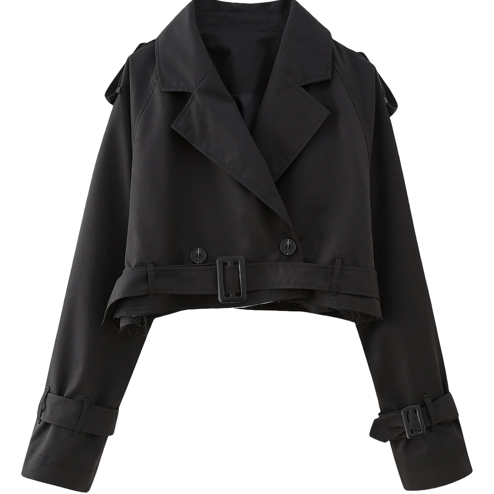 Trench corto da donna, casual, giacca autunnale, doppiopetto, con cintura