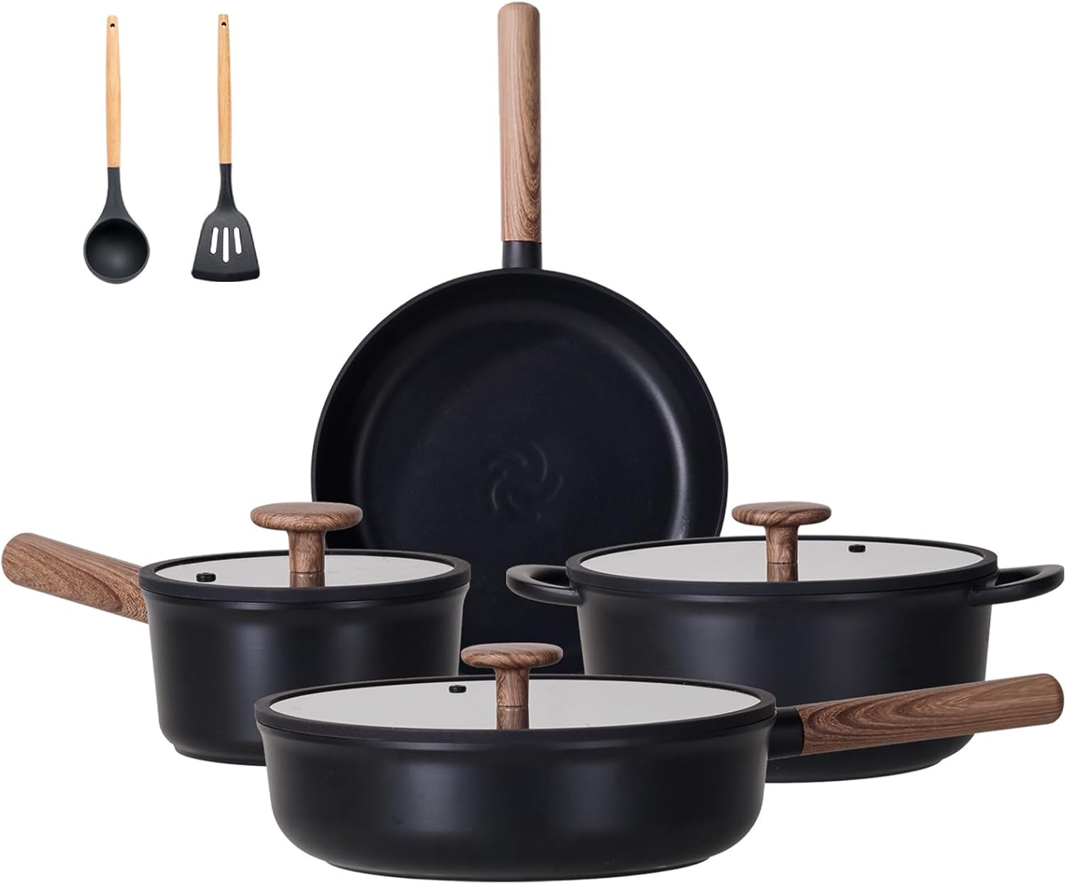 13-Piece JEETEE Nonstick Ceramic Cookware Set with Removable Handles 13-Piece JEETEE Nonstick Ceramic Cookware Set with Removable Handles