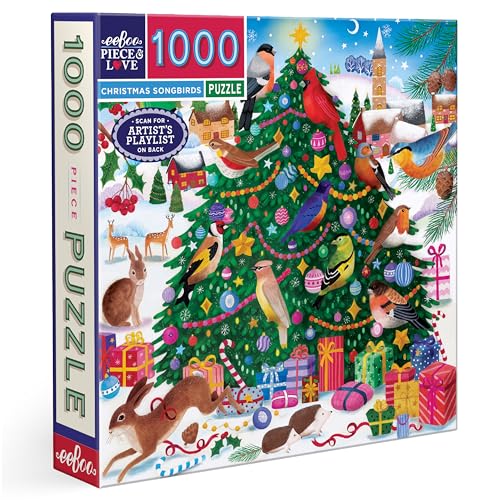 eeBoo Christmas Songbirds 1000 Piece Square Jigsaw Puzzle, 23" x 23" by eeBoo - Used condition - US$21.26