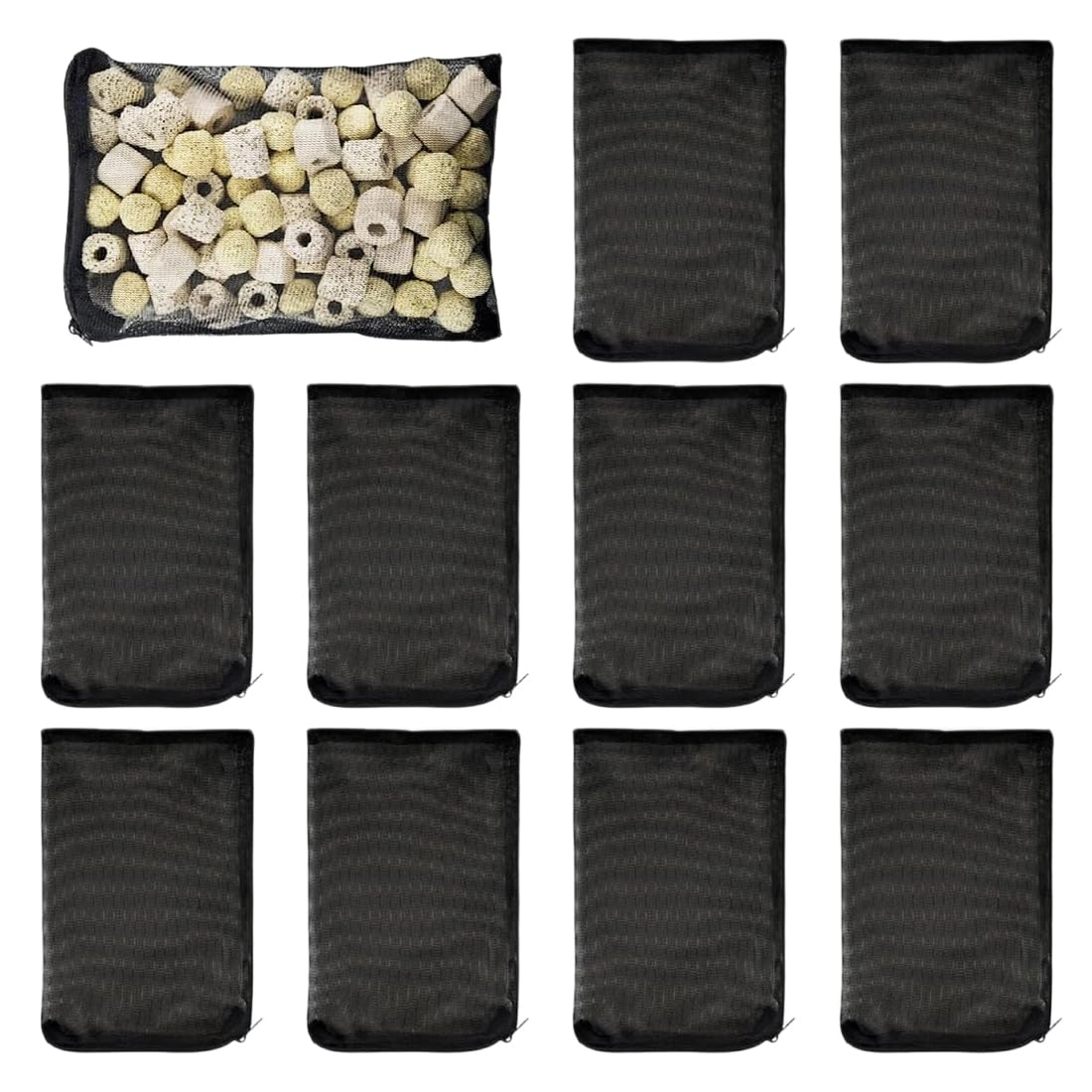 Sacchetti a Rete Riutilizzabili per Filtro Acquario 15x20cm Carbone Attivo Nero
