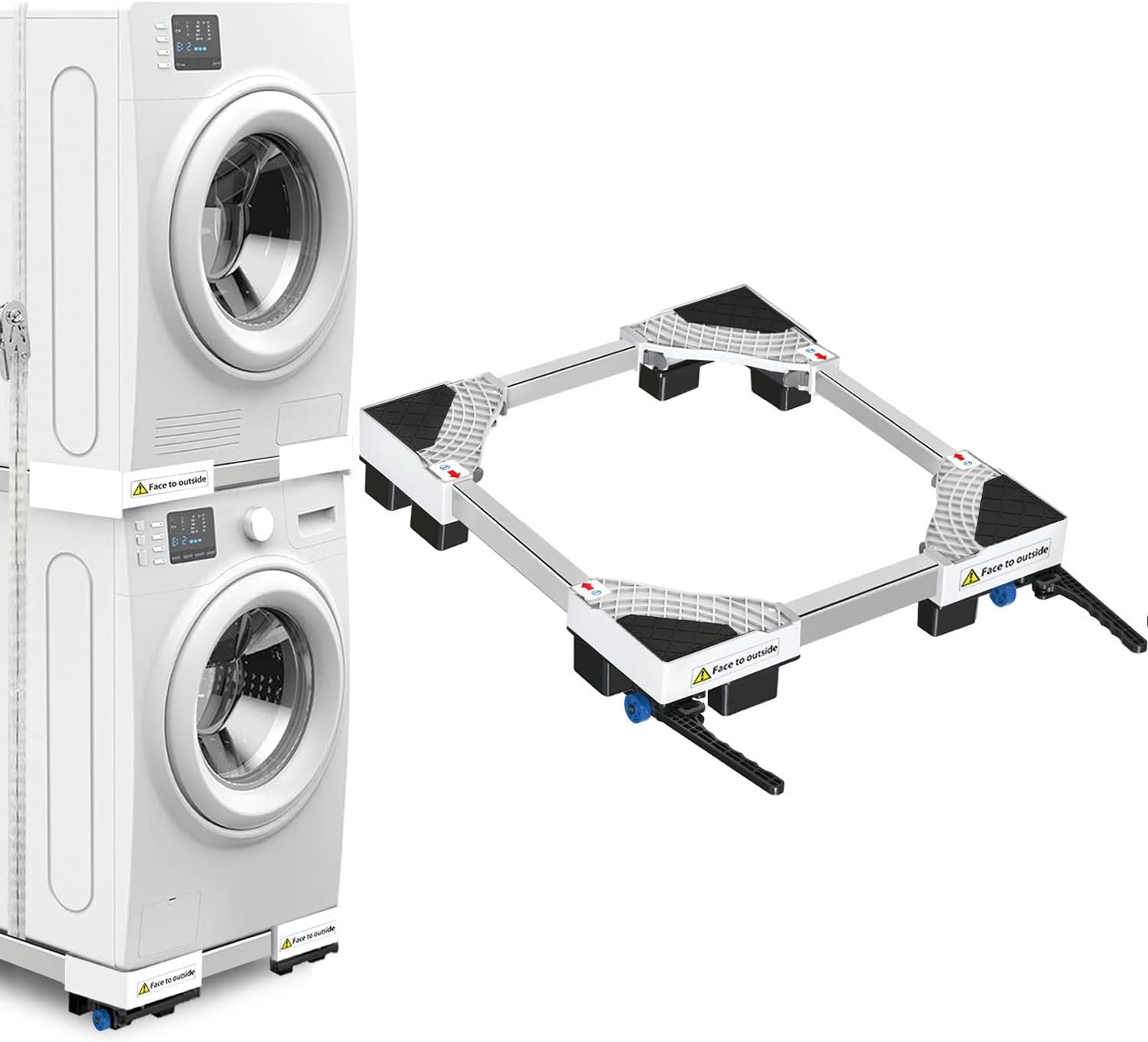 NIUXX Furniture Washing Machine Dolly, Adjustable Refrigerator Moving Roller Wheels, Portable Washer Dryer Fridge Mobile Rolling Base, Compact Washing Machine Refrigerator Stand with Brake
