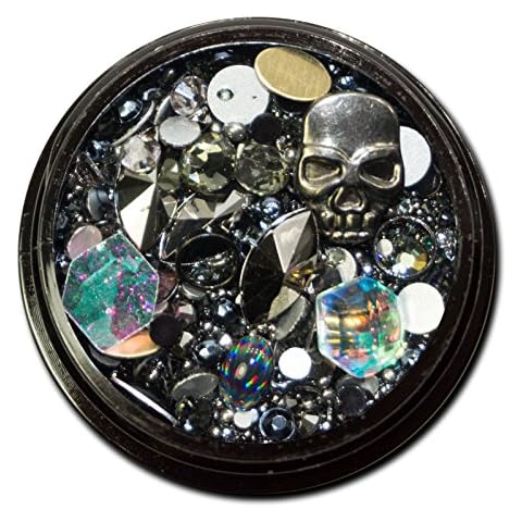 Nailart Döschen Mix in Schwarz Skull Perlen Einleger Strass Nageldesign Cover