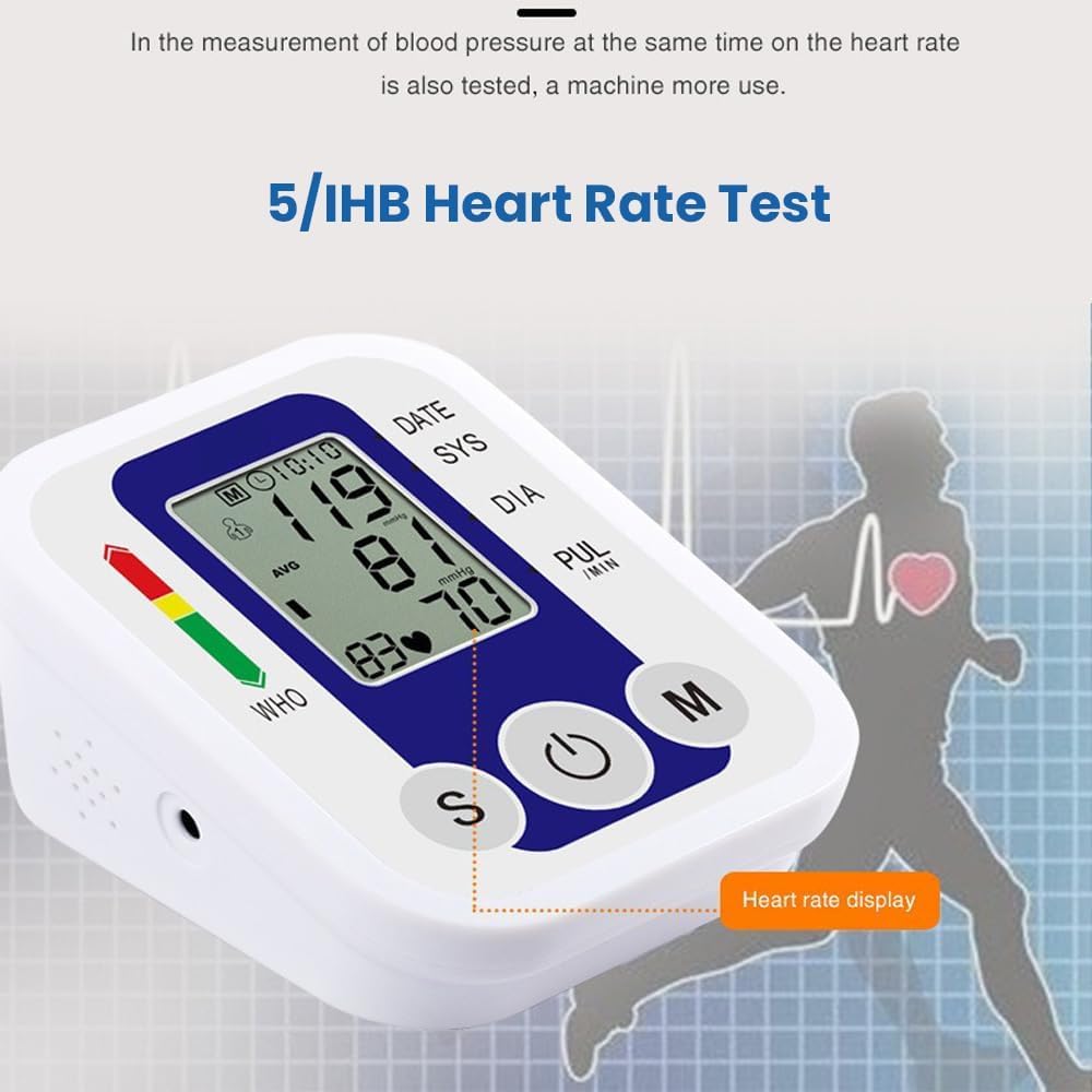 AccuTrust Automatic Upper Arm Blood Pressure Machine for Home, Digital BP Monitor with Adjustable Cuff and Dual Power Support BP Machine with USB Power, Memory Function & WHO Scale 3