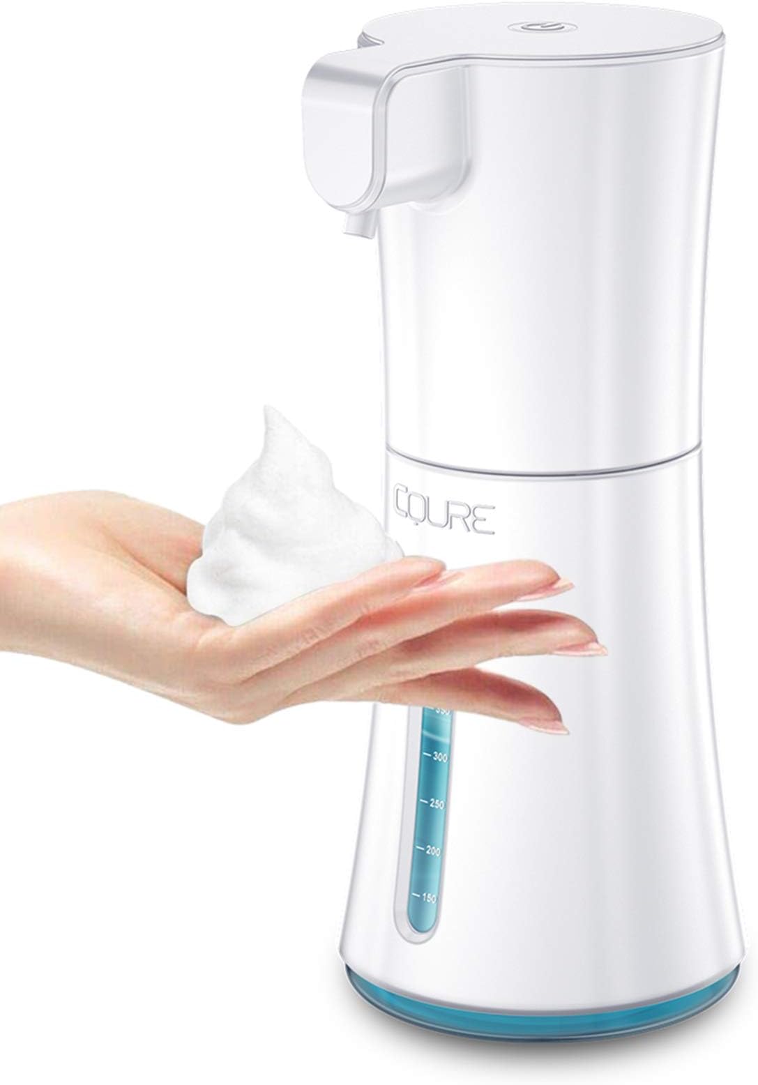 CQURE 450ml/15.2oz Automatic Soap Dispenser,Automatic Foaming Hand Free Soap Dispenser Touchless, Battery Operated Foam Liquid Soap Dispenser for Bathroom Kitchen