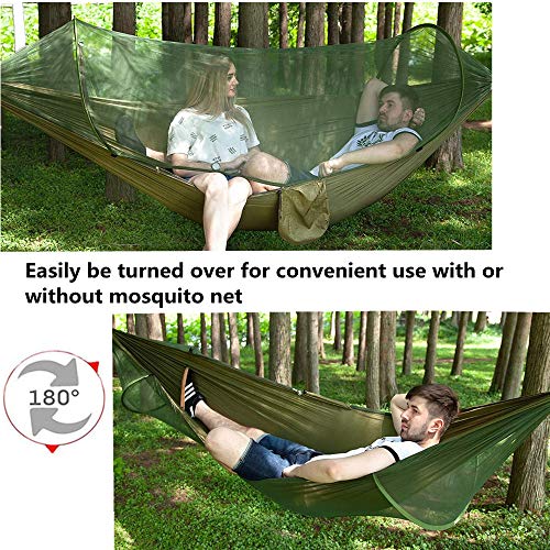 Camping Hammock With Net, Single &Double Portable Hammocks With Tree Straps Lightweight Parachute Nylon For Camping Backpacking Survival Travel Outdoor Adventures Trips #TOP1