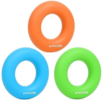 Strauss Silicon Palm Hand Grip Exerciser | Hand Strengthener for Carpal Tunnel Relief and Grip Strength | Silicone Finger Gripper and Finger Stretcher | Ideal for All Skill Levels | Set of 3 - image, photos