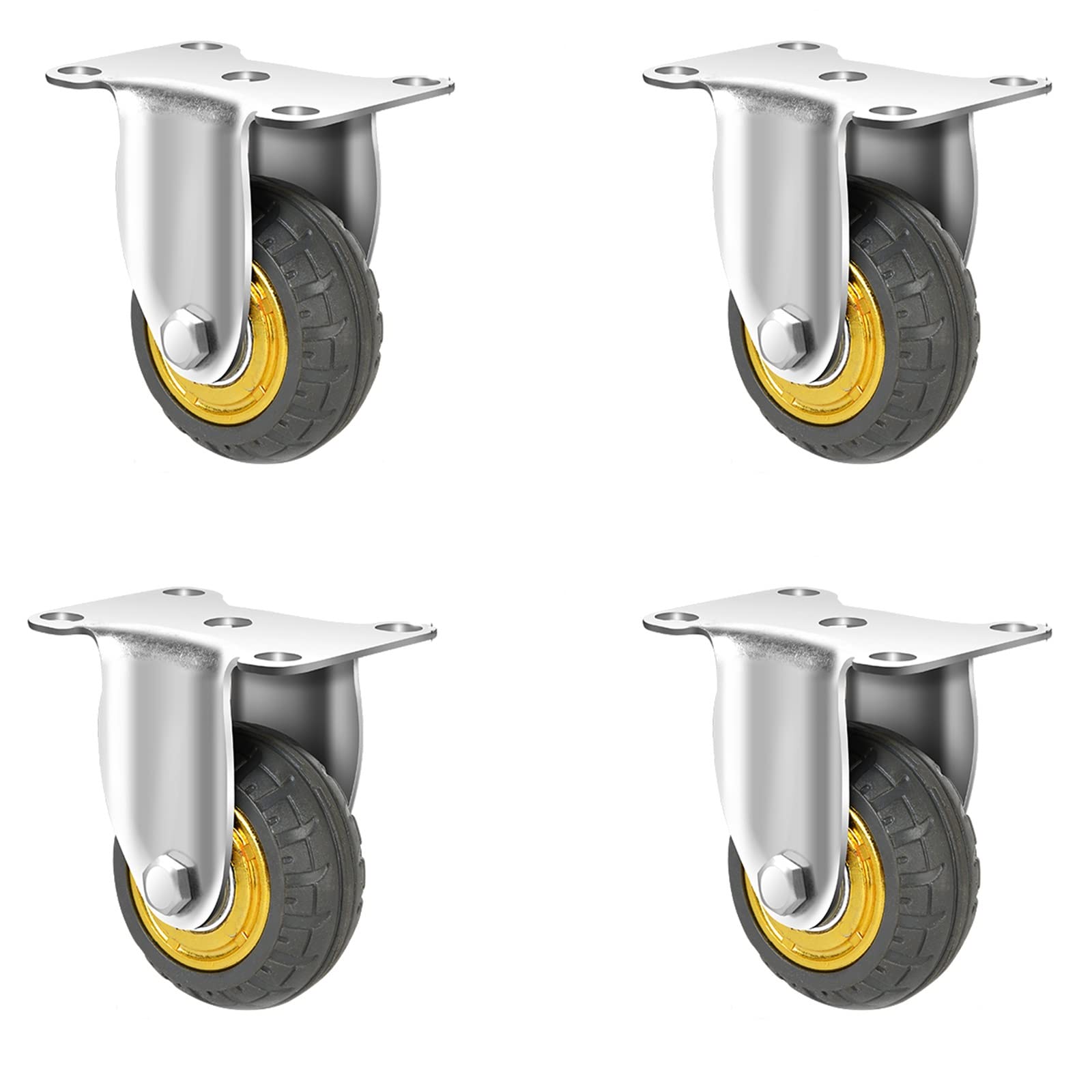 Ruote in Gomma Resistenti, piroettanti con Freno, silenziose e stabili, Facili da installare, Elevata capacità di carico, Ideali per carrelli e carichi Pesanti.