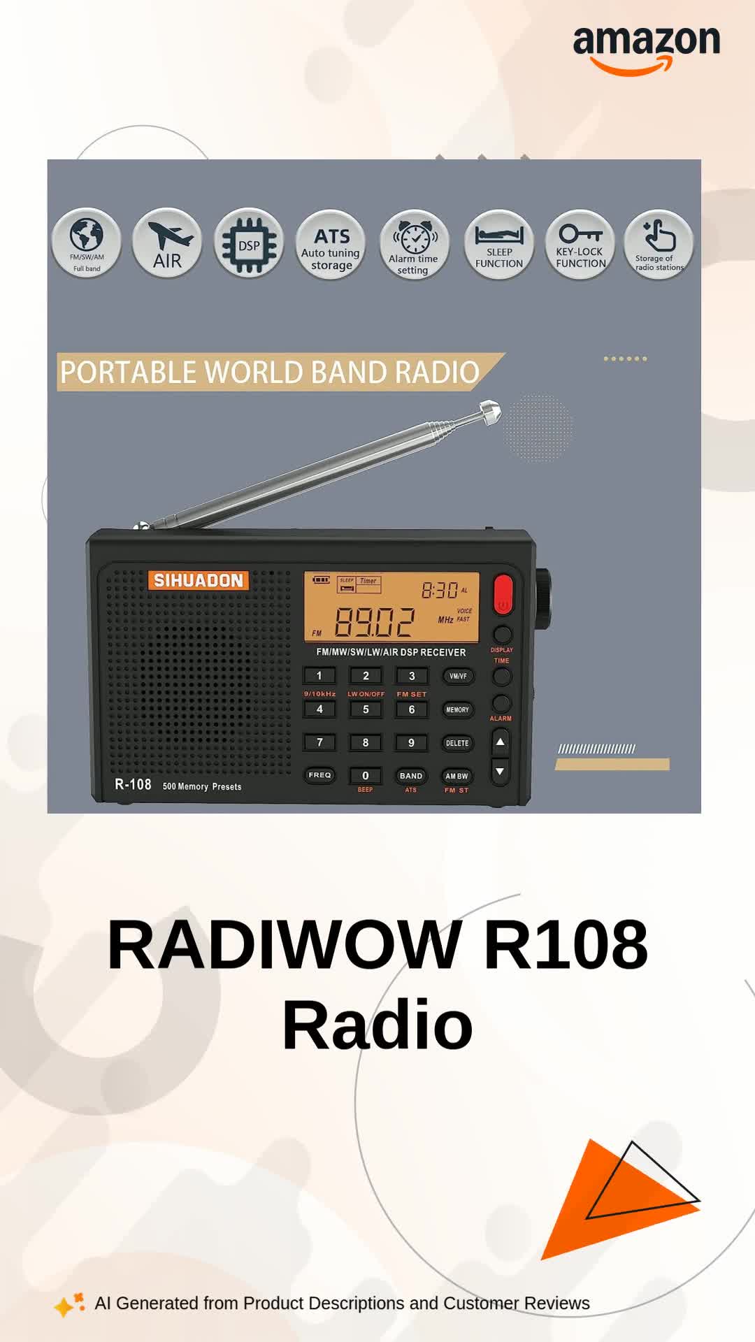 RADIWOW SIHUADON R108 Shortwave AM FM Digtial Radio LW MW AIR Band