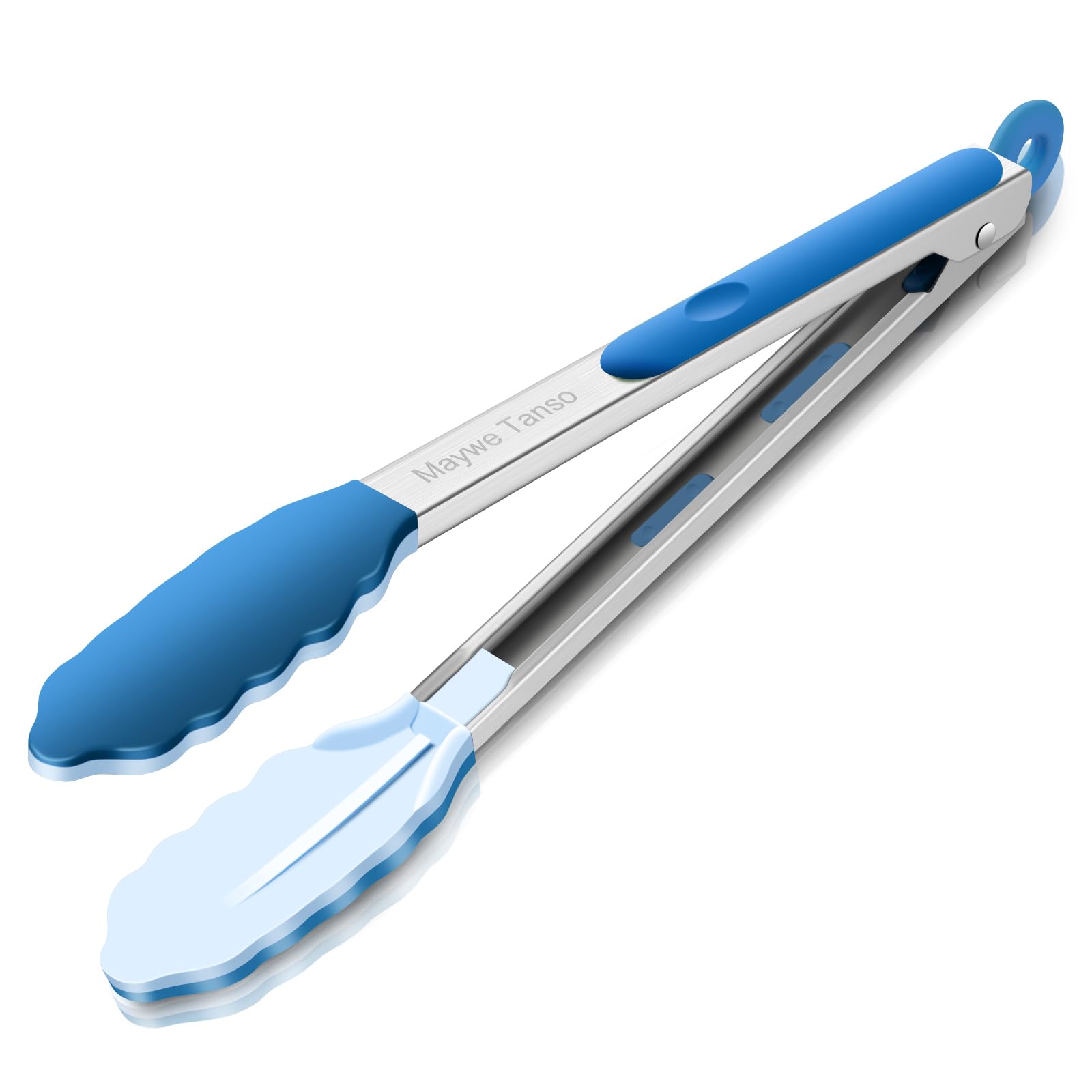 12-Inch Kitchen Tongs for Cooking with Silicone Tip,Classic Blue