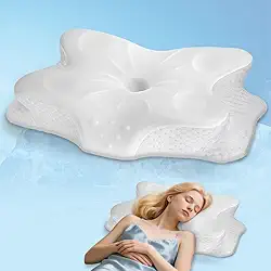 CCidea Travesseiro ergonômico de espuma viscoelástica para quem dorme de lado, almofada de suporte cervical respirável com capa removível