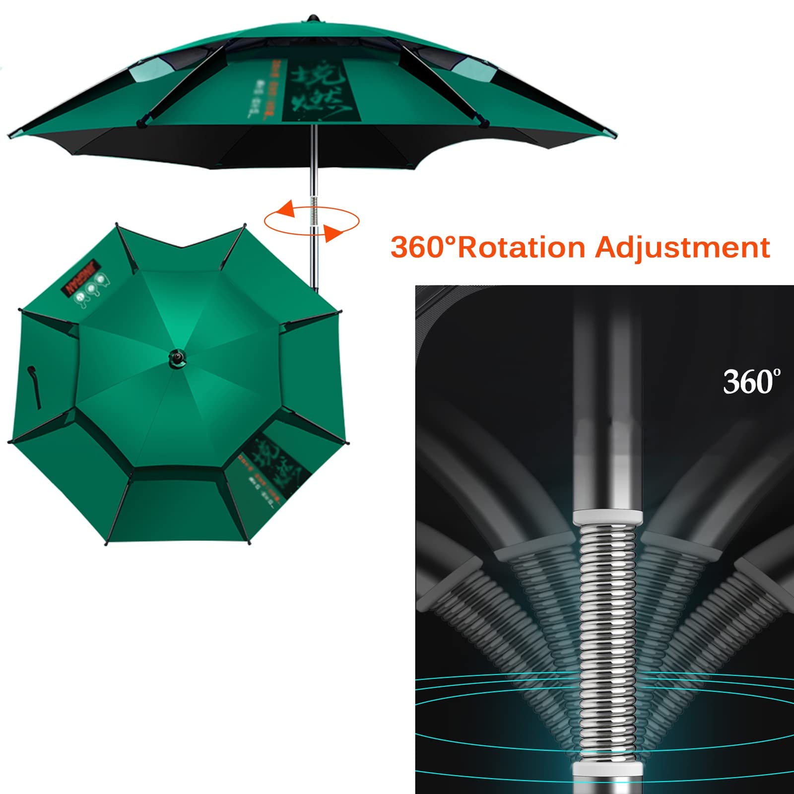 Parasol ogrodowy,Przenośny parasol plażowy Zewnętrzna osłona przeciwsłoneczna - dwuwarstwowe parasole wędkarskie z torbą do przenoszenia, wiatroszczelna wtyczka/wtyczka podłogowa, teleskop