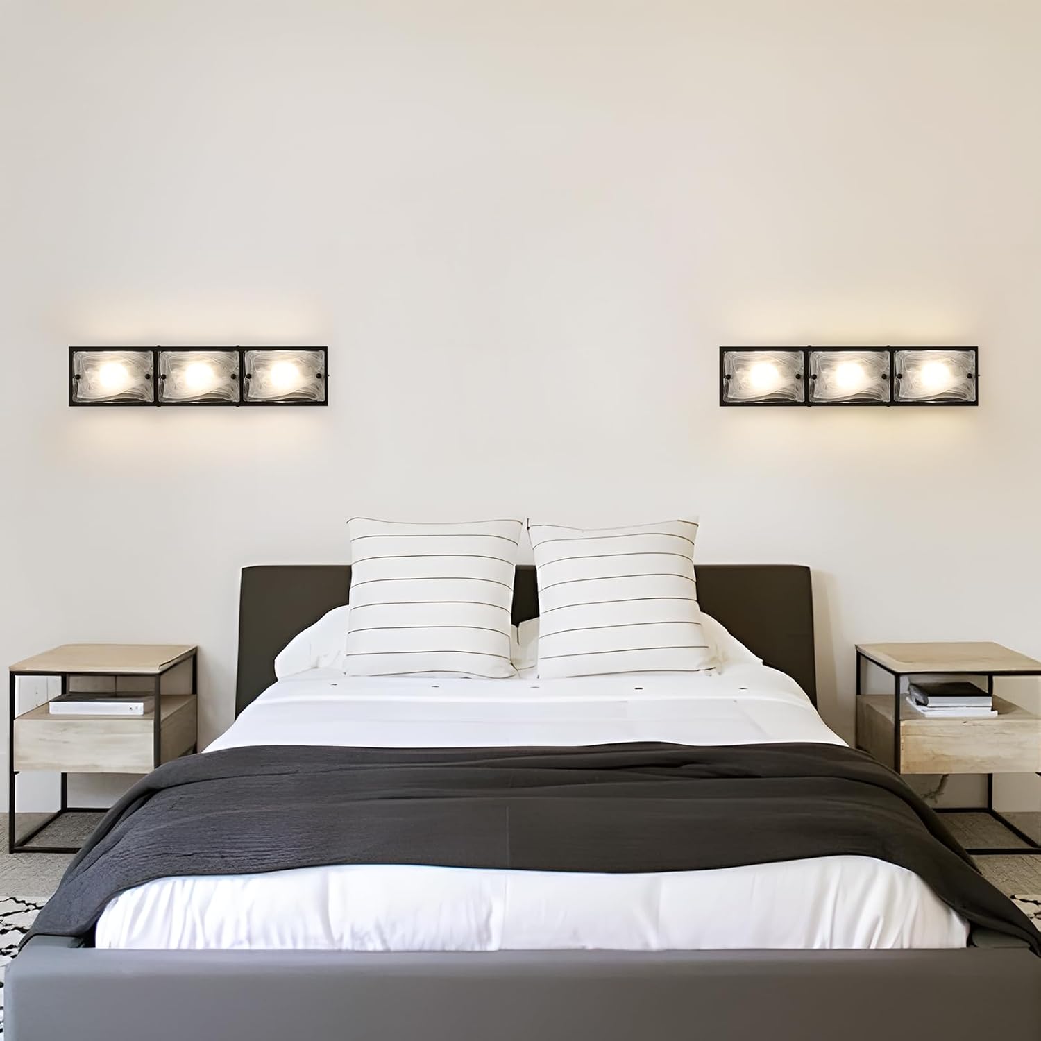 KEESFU Bathroom Vanity Light Fixtures 3 Light LED Bathroom Wall Lighting Fixtures Over Mirror,Matte Black Vanity with Glass Shade,20" Inches 6000k for Mirror Bar Lighting