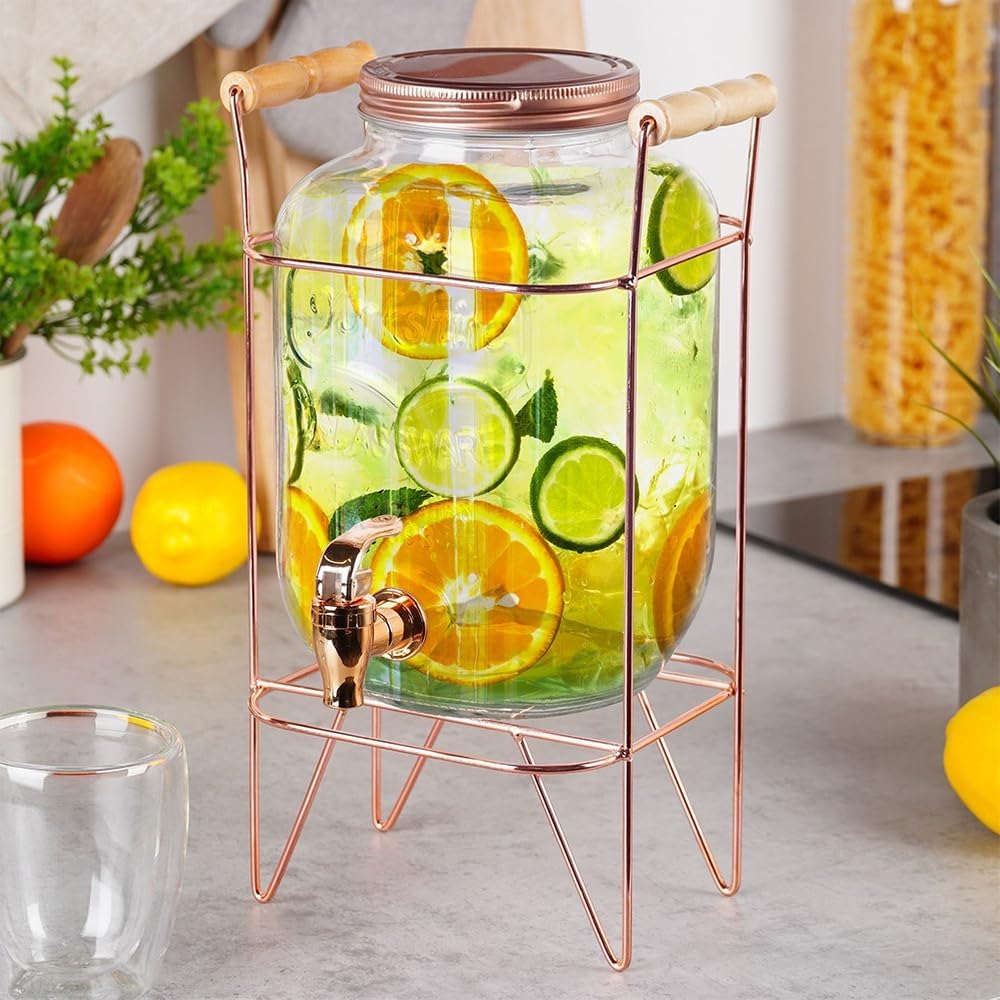 Distributeurs Boissons Verre 3.8L - Lot De 2 Avec Robinet Inox
