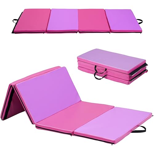 ZENOVA Gymnastics Mat 3'x6'x2''/ 4'x10'x2'' Foldable Tumbling Mat Exercise Mat for Home Aerobics Workout Fitness Gym Floor Mats