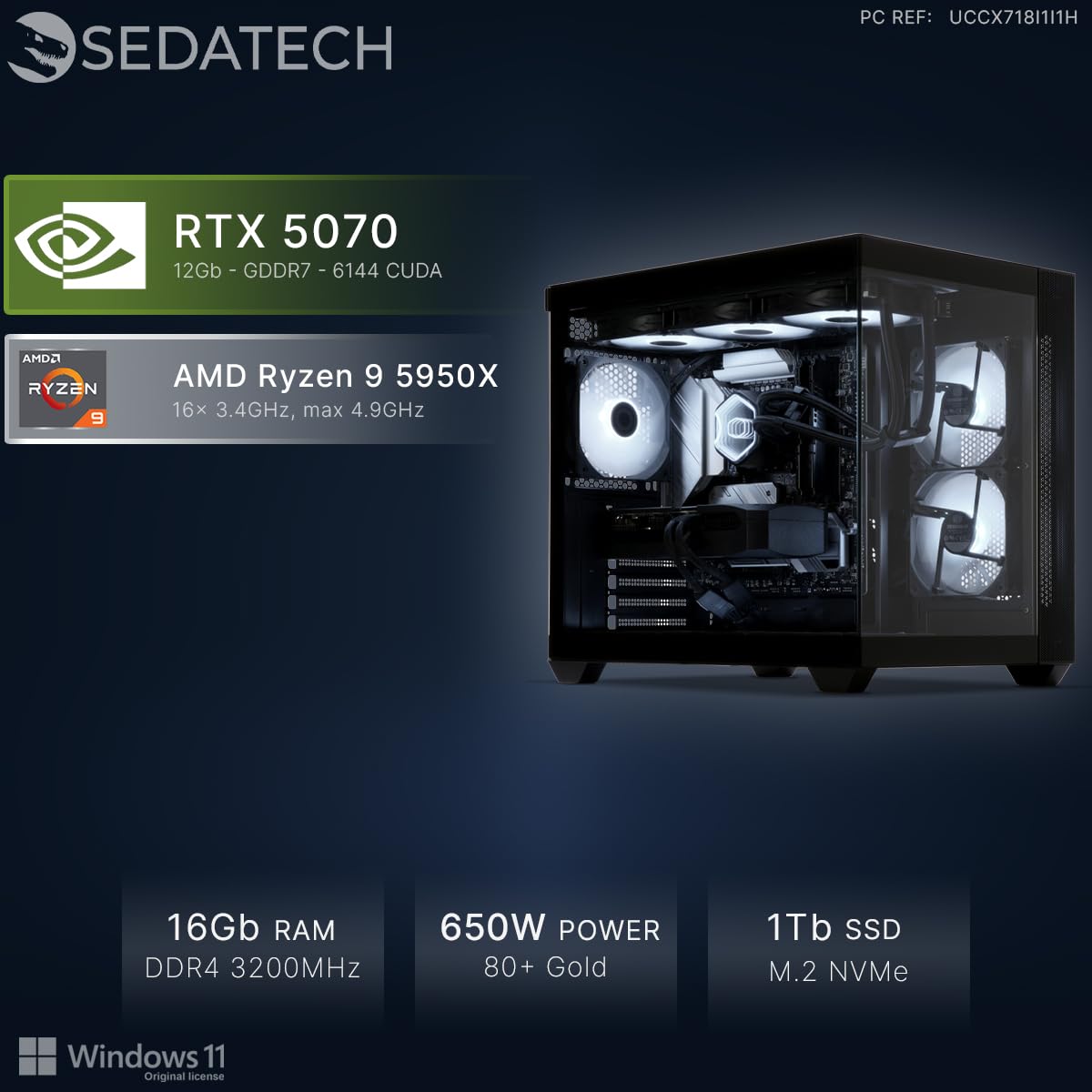 Sedatech PC Gaming • AMD Ryzen 9 5950X • RTX5070 • 16Gb RAM • 1Tb SSD M.2 • Win 11