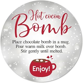 Christmas Hot Cocoa Bomb Stickers, 40-Pack 2in Hot Cocoa Bomb Sticker Labels