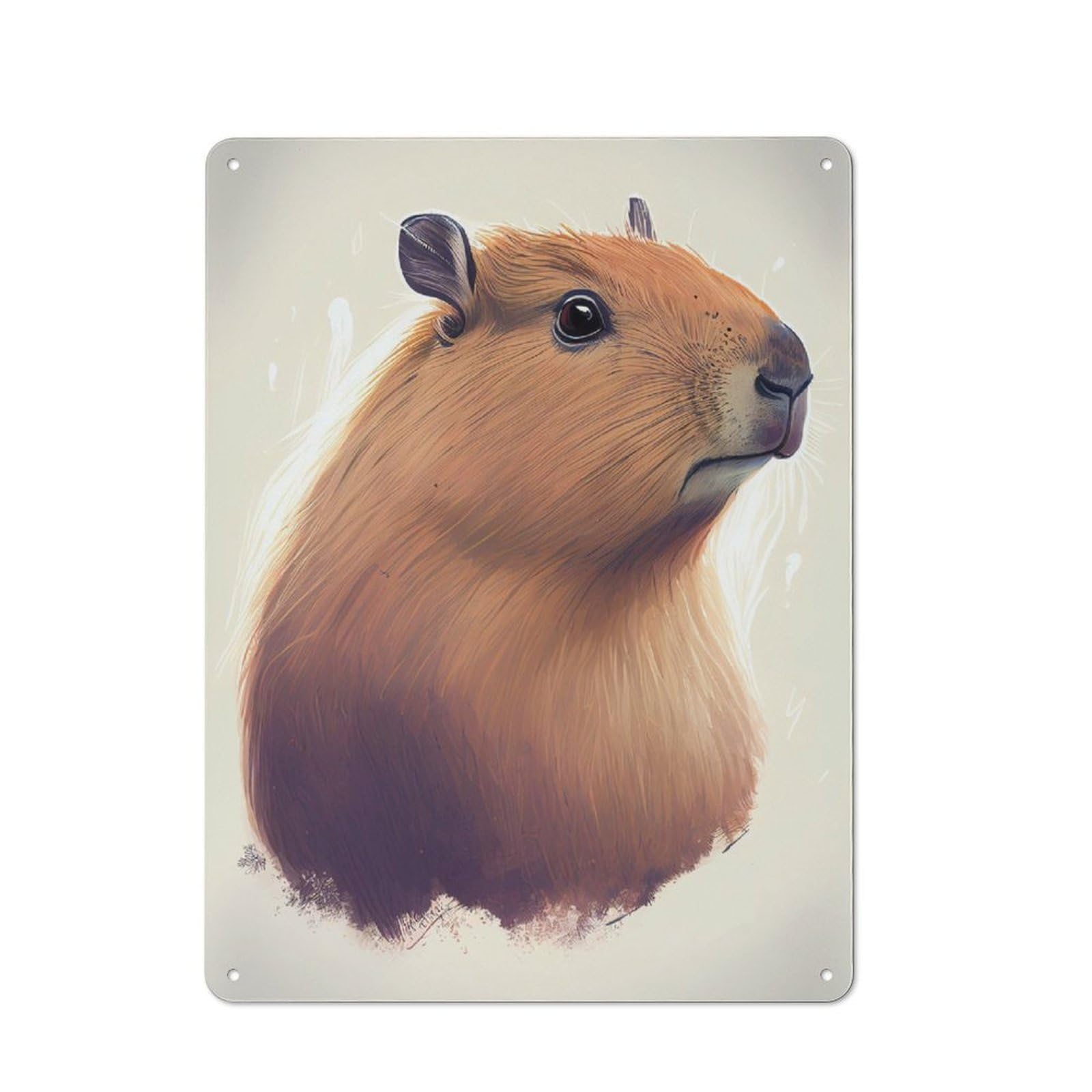 Junmoney Capybara Animal Drawing Tin Sign 40X30cm With For Living Room Wall, Retro Decor, Gift Idea At Christmas For Living Room Decor Lovers