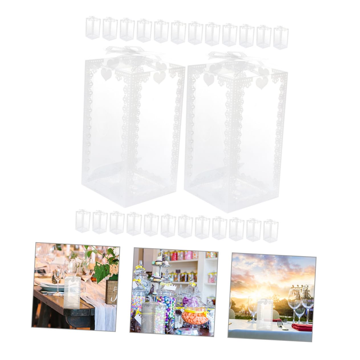 minkissy Candy Boxes Wedding Favor Boxes 24pcs Small Candy Storage Boxes Pvc Material Easy to Cle