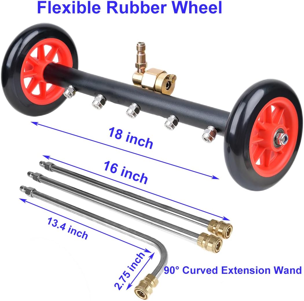 iMeshbean Dual-Function Water Broom Undercarriage Pressure Washer Surface Cleaner 18 inch 4000 PSI Power Washer Underbody Car Washer with 5 Nozzles and 3 Extension Wand
