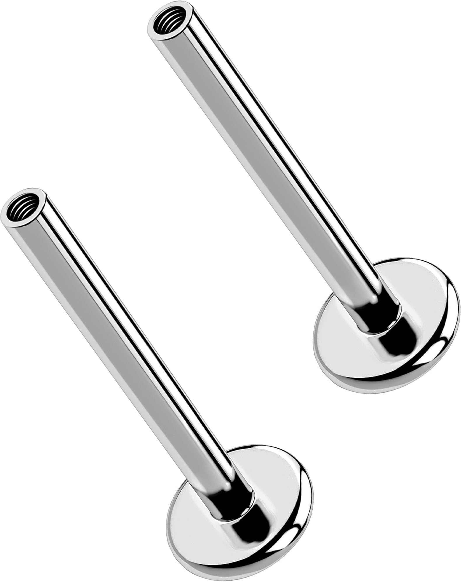 G23 Titanium Flat Back Post (Post Only), Threadless Push Pin & Internally Threaded, 16G/18G/20G, 4.5-14mm, Silver/Gold/Black, Round/Heart/Star/Flower Base for Nose, Helix, Tragus
