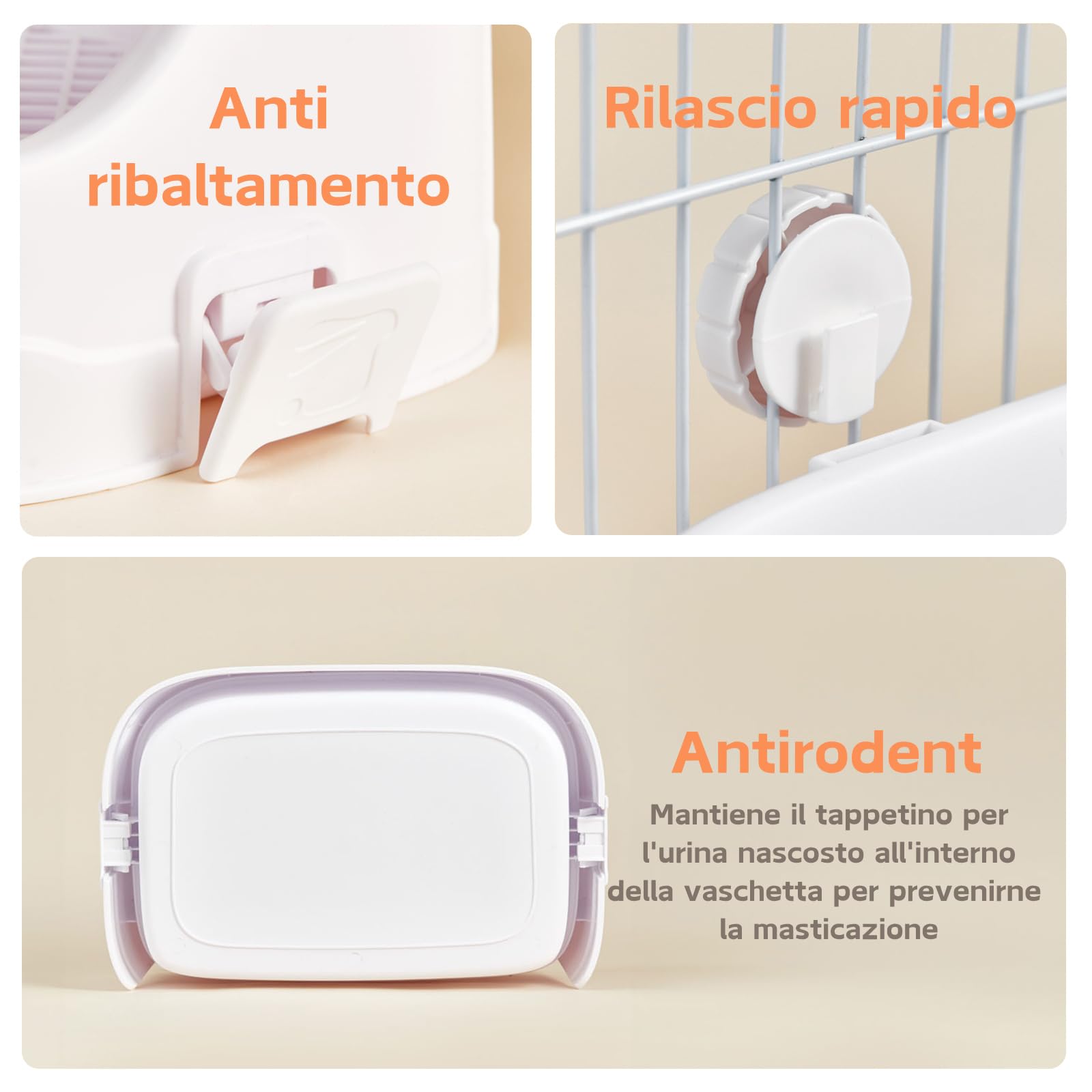 Lettiera Coniglio, Medio Vassoio Rettangolare per Letame Piccoli Animali Staccabile Addestratore Vasino Toilette Gabbie per Animali Domestici Conigli Porcellini d'India Criceti Cincillà (Verde)