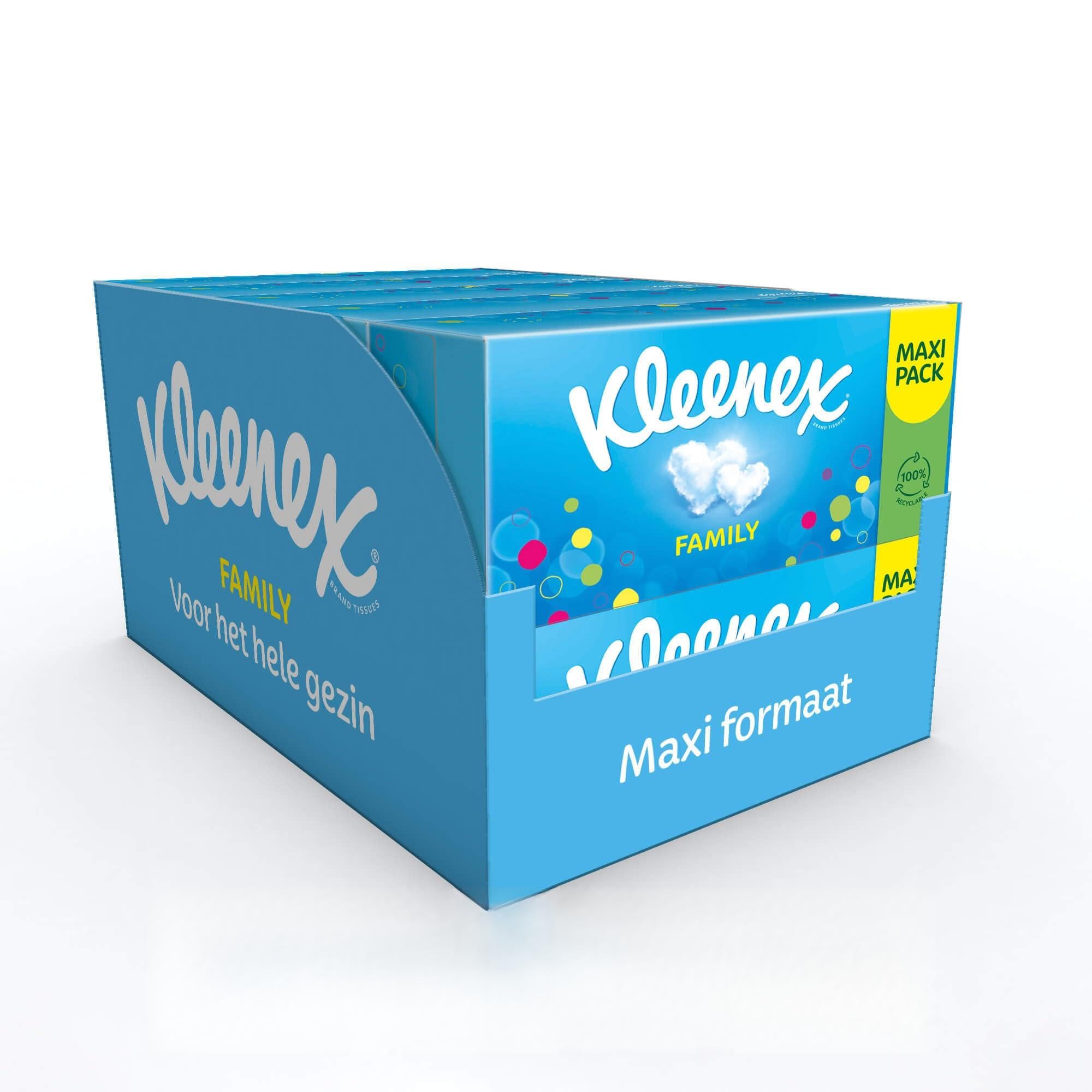 Tissus Kleenex Family - 1280 mouchoirs - 10 x 128 pièces - Coffret cadeau Bleu