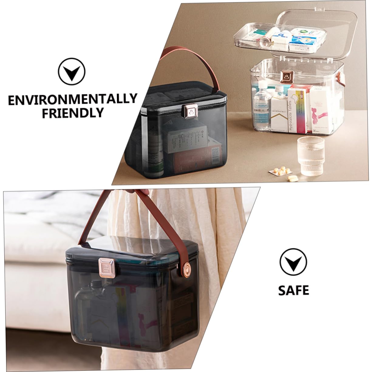 minkissy 1 Stück Karton Doppelte Medikamentenbox Medizin Erste-hilfe-kasten Für Die Reise Organisator Von Medikamenten Kit-tasche Tragbares Erste-hilfe-set Dark Grey Das Haustier