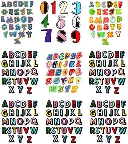 8 Sets of 26 Letters Colour Patch +1 Sets of Number, 218pcsAlphabet NumberApplique Patches Sew Ironing onHats, Jackets, Shirts and Jeans or in on DIY Craft Sewing (BL-72)