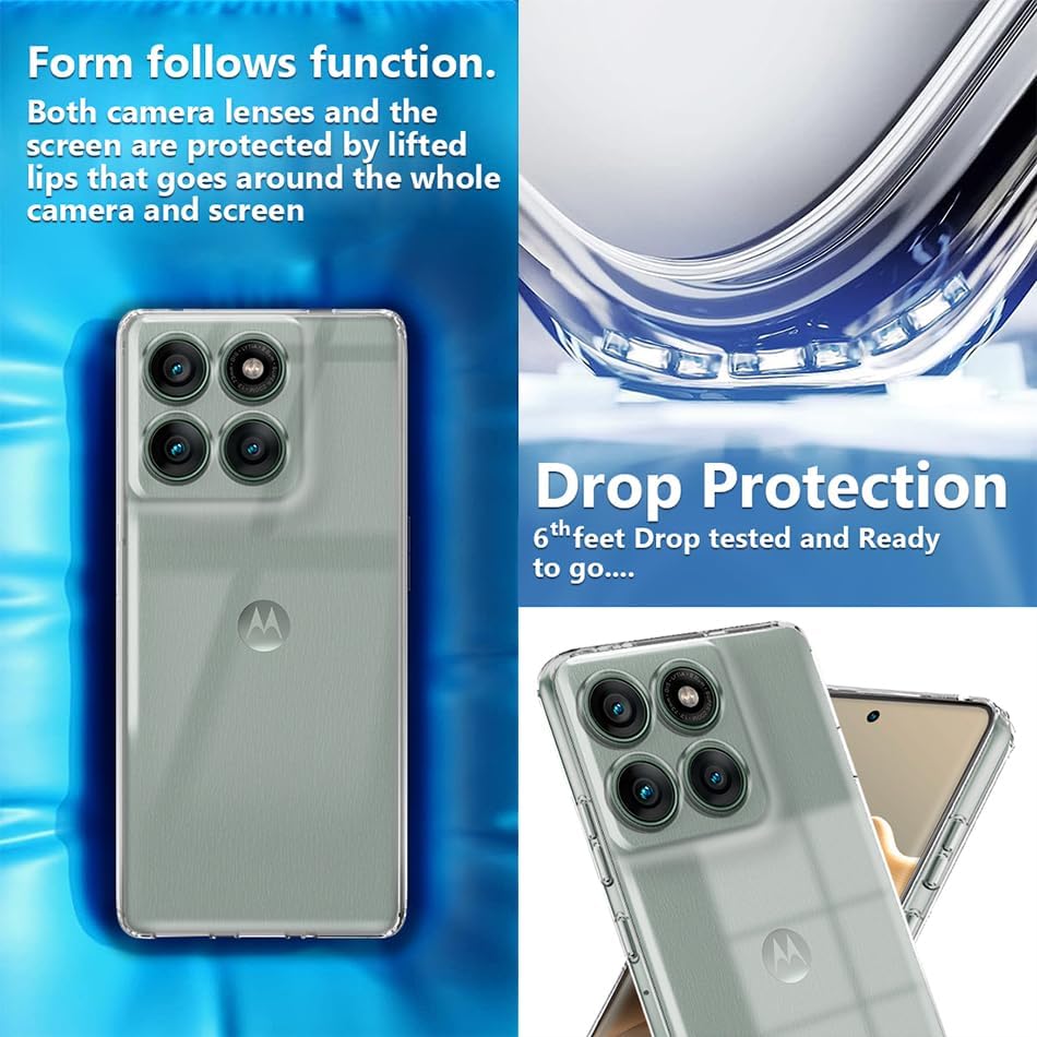 Image of COVERBLACK Flexible Rubber Case Back Cover for Compatible Model with Motorola Moto Edge 60 Pro - Transparent