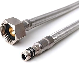 2 x M8 x1/2 Flexible Tap Connectors (900mm) | 4 Lengths | Pair of BSP Kitchen/Basin Monobloc Mixer Flexi Pipe Tails | Braided Stainless Steel