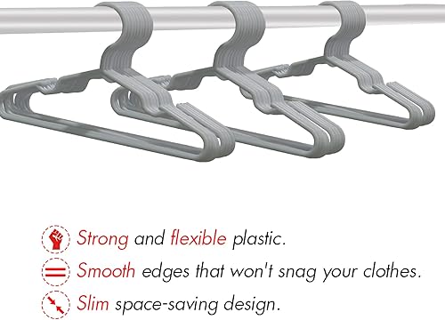 Miniatura 5 de Paquete de 60 perchas grises para niños de 11.6 pulgadas, perchas para ropa de bebé para niños pequeños y niños, perchas de plástico duradero para