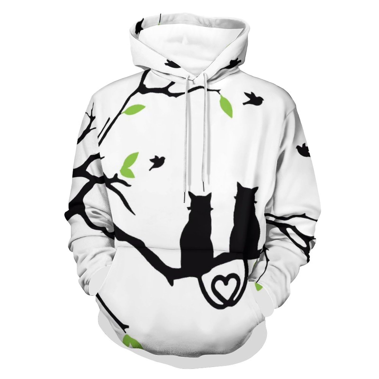 Sweat Capuche Imprimé Arbre Et Chat Pull Manches Longues Doux et Confortable S - 8