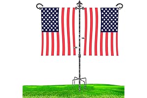 Garden Double Flag Holder Stand with Fleur De Lis Finial