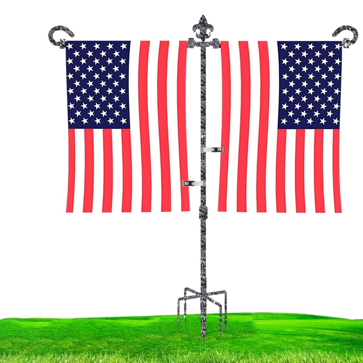 Flaggenständer Für Garten – Aus Schwarzem Schmiedeeisen, Mit Anti-Wind-Clip, 94,2cm Hoch, 43,2cm Breit