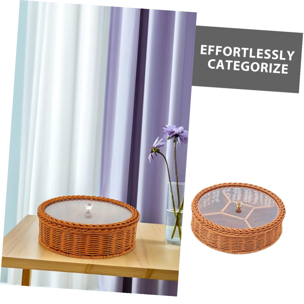 NUOBESTY Panier de Rangement pour Noix et Fruits Secs en Plastique Marron avec 5 Compartiments, Facile à Nettoyer, pour Bureau ou Chambre